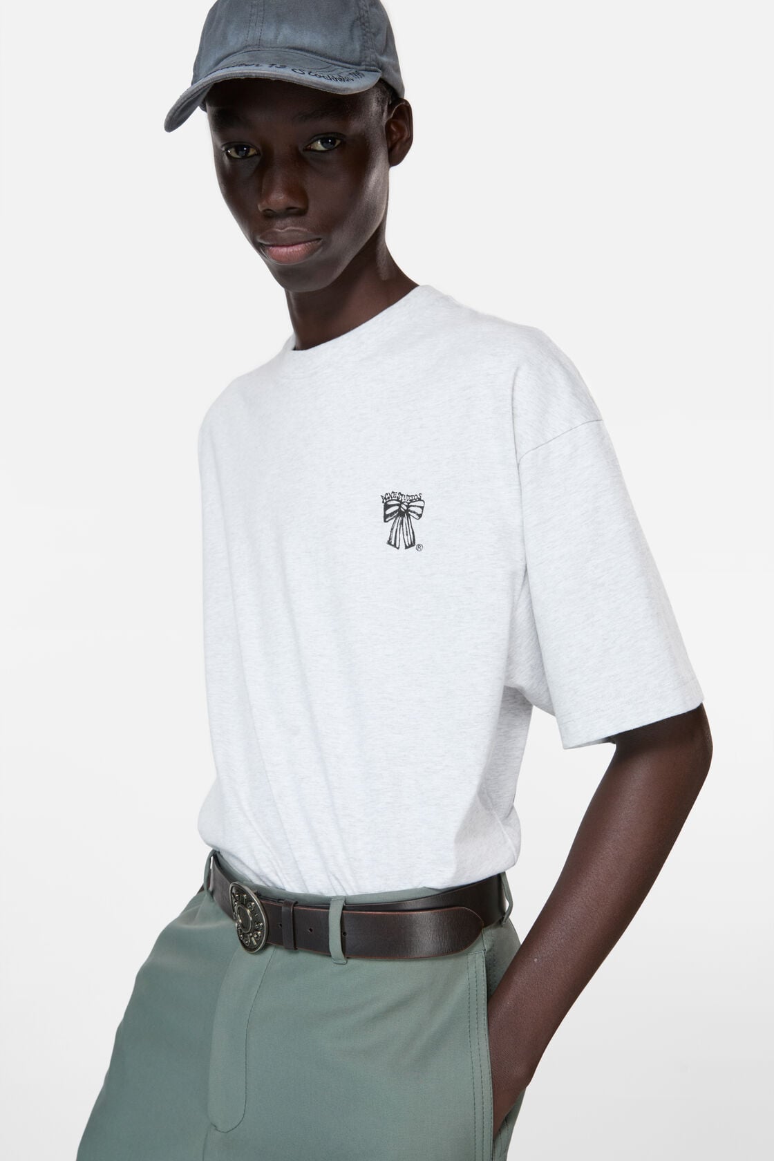 Acne Studios Bow logo t-shirt - Pale Grey Melange
