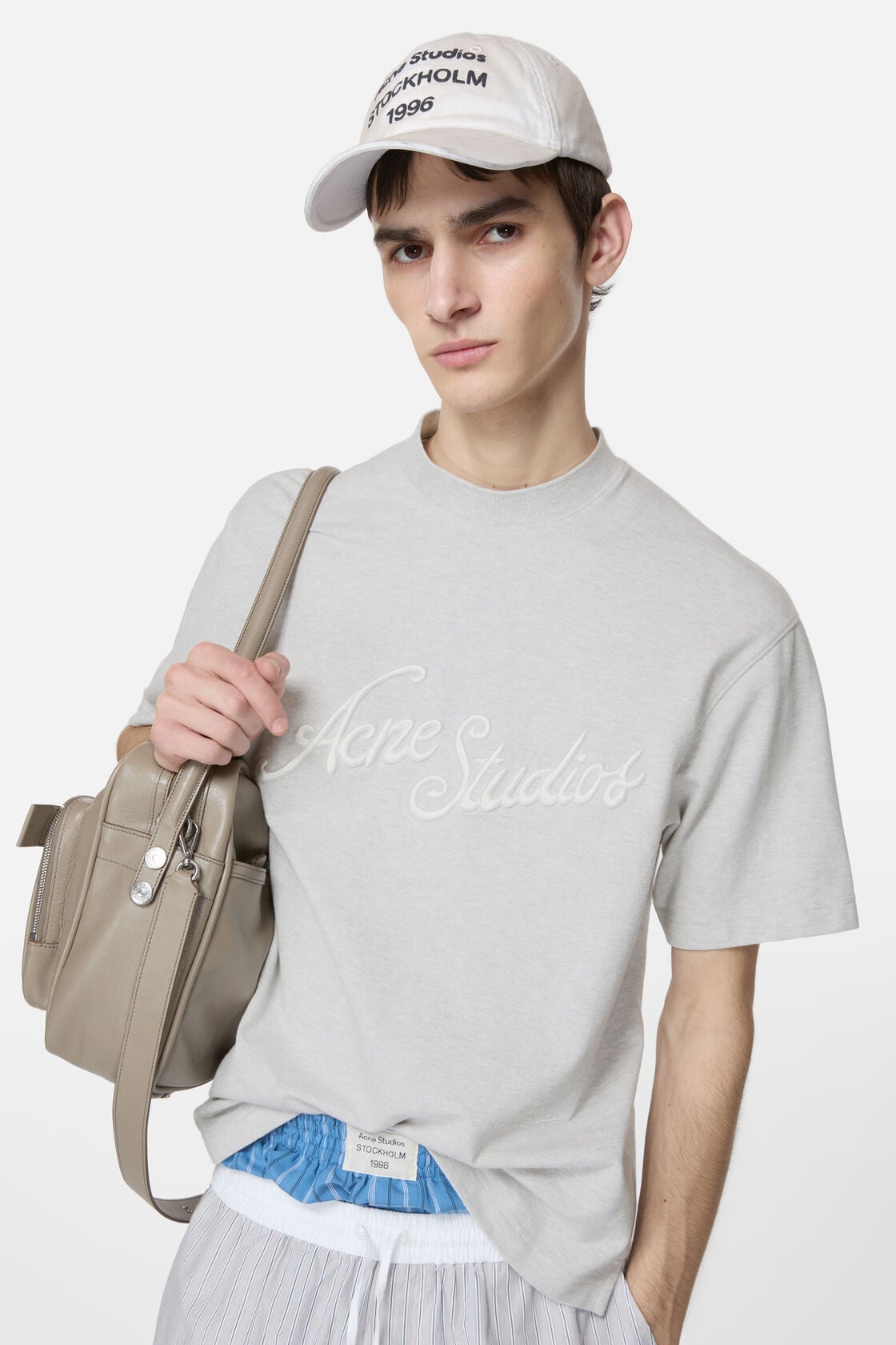 Acne Studios Logo t-shirt - Relaxed fit - Pale Grey Melange