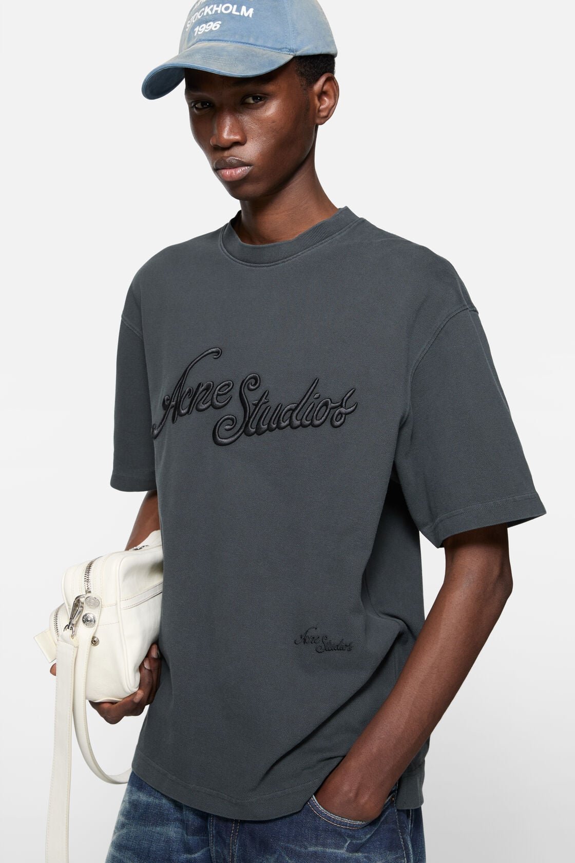 Acne Studios Embroidered logo t-shirt - Faded black