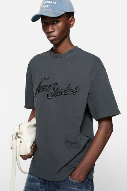 Acne Studios Embroidered logo t-shirt - Faded black