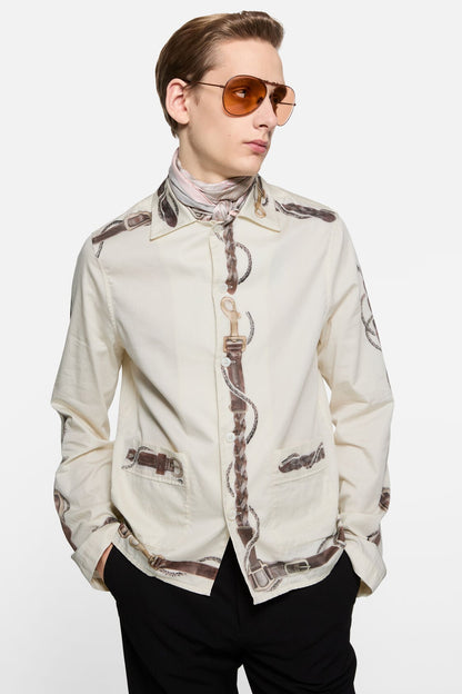 Acne Studios Horse print overshirt - White/brown