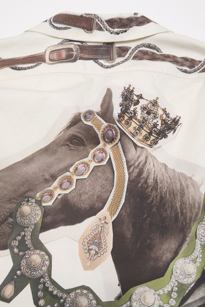 Acne Studios Horse print overshirt - White/brown
