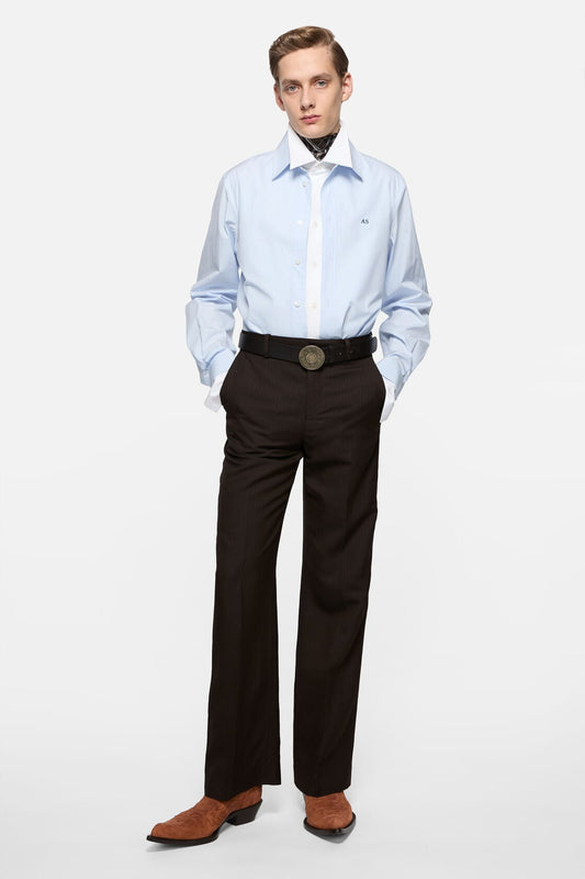 Acne Studios Layered poplin button-up shirt - Blue/white