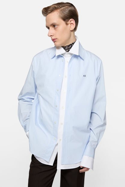 Acne Studios Layered poplin button-up shirt - Blue/white