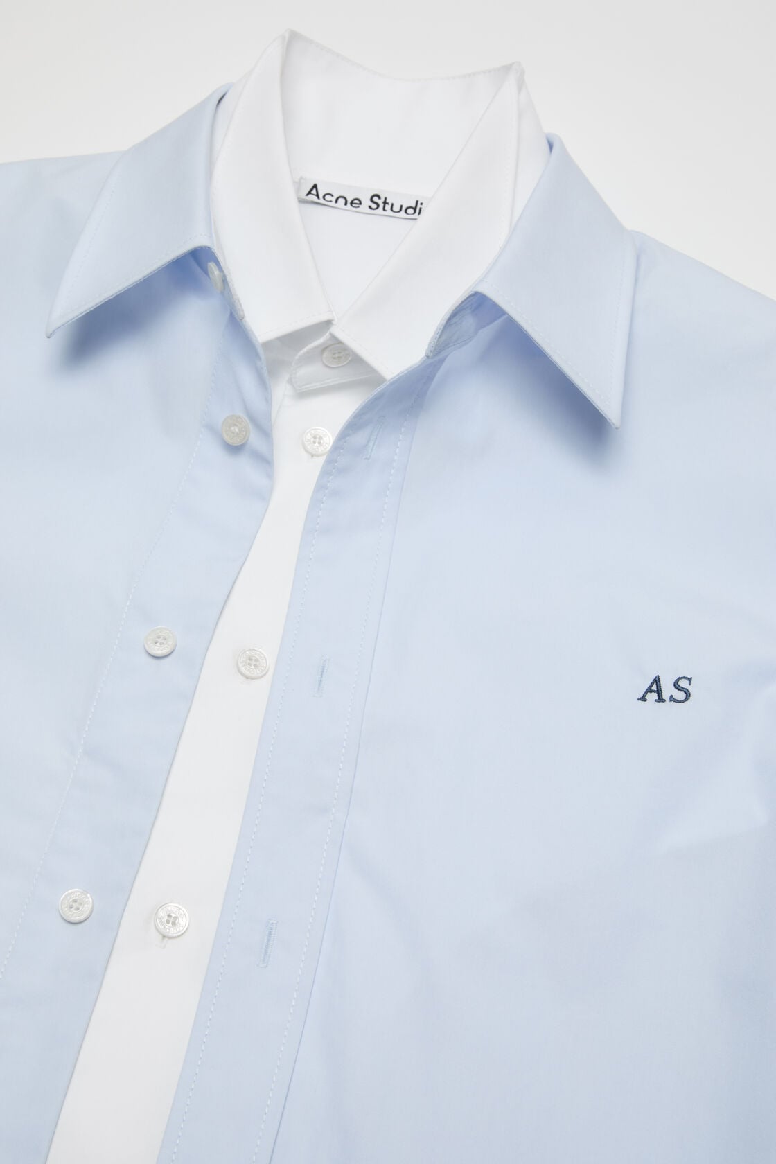 Acne Studios Layered poplin button-up shirt - Blue/white