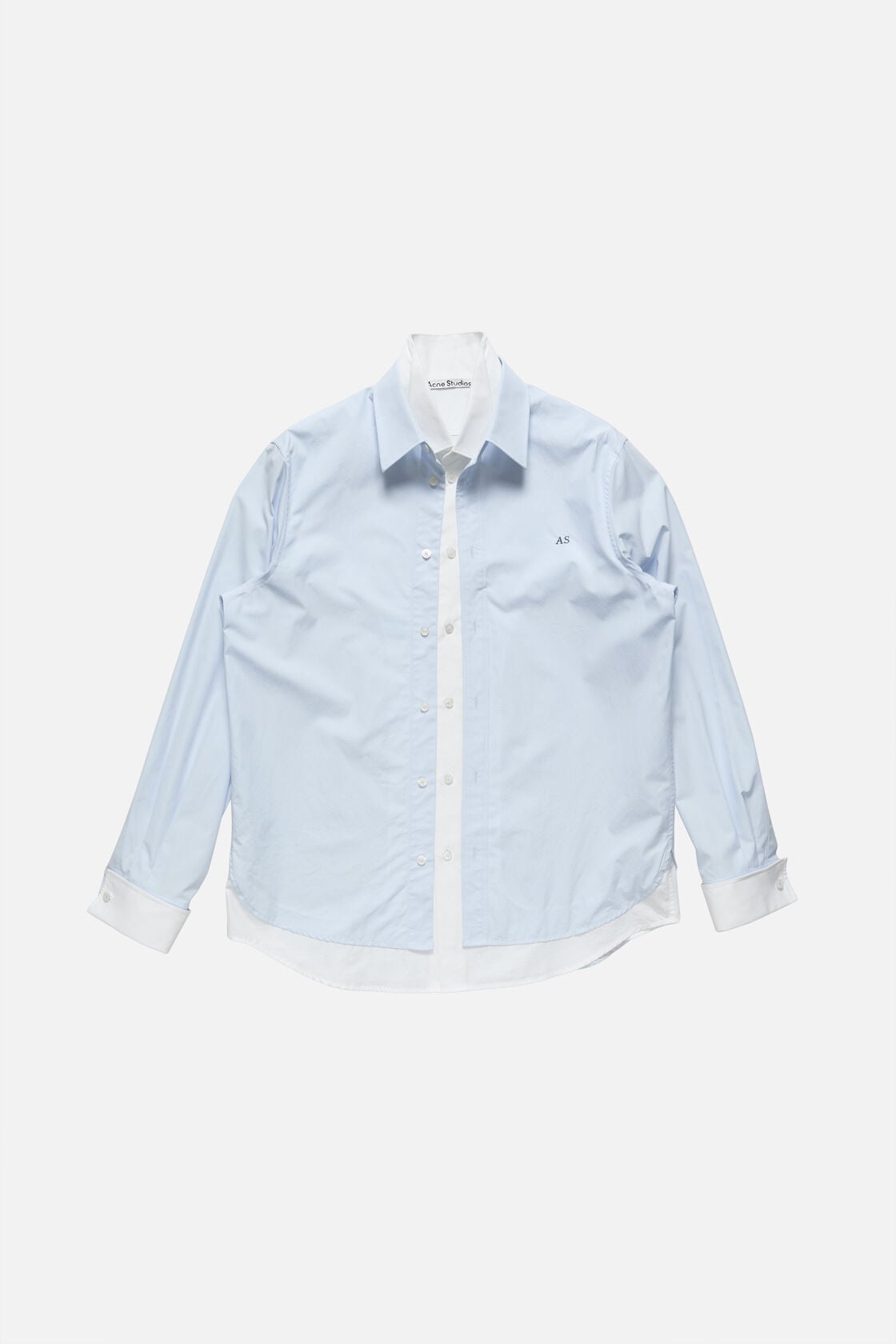 Acne Studios Layered poplin button-up shirt - Blue/white