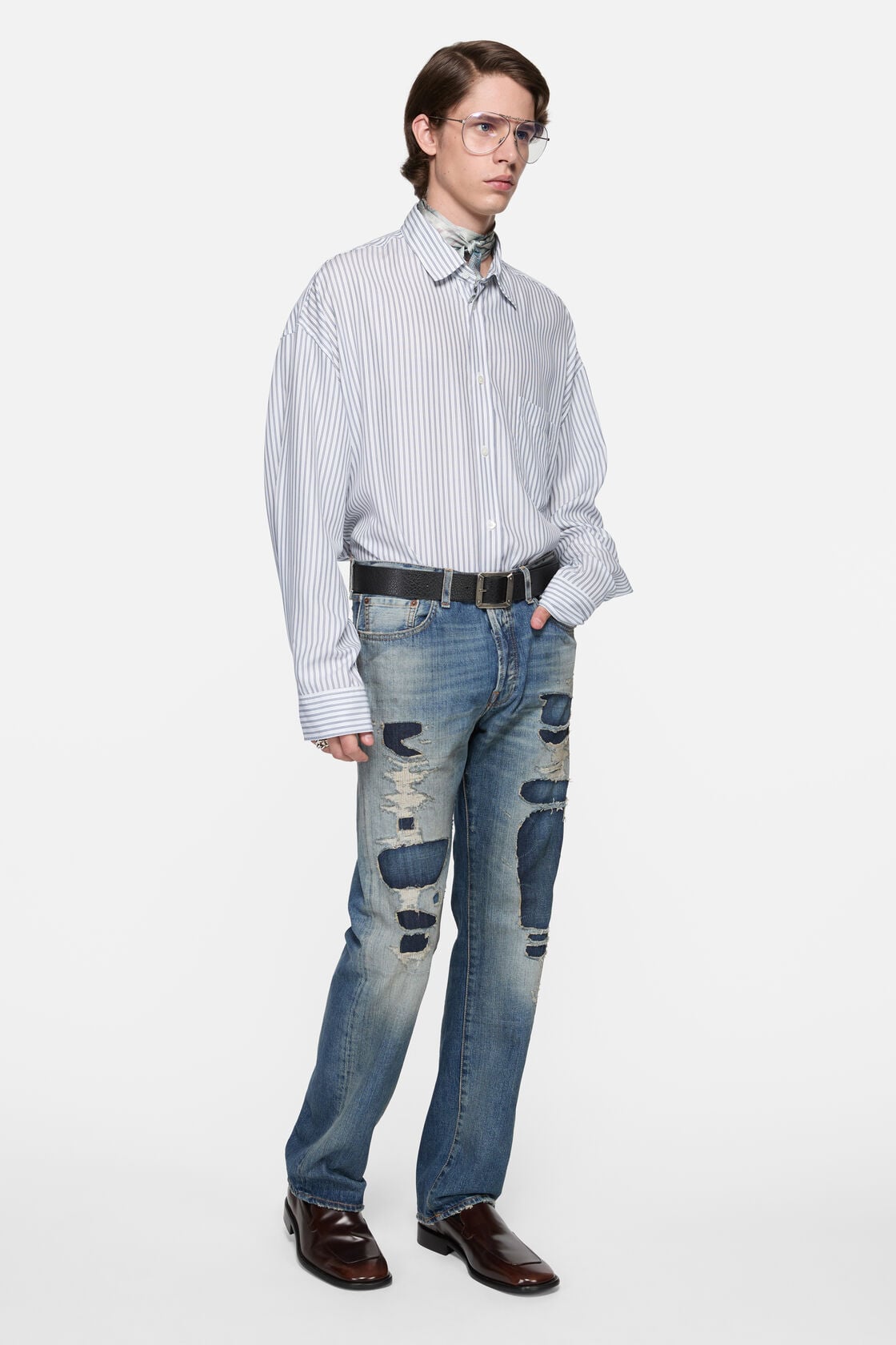 Acne Studios Striped button-up shirt - White/navy