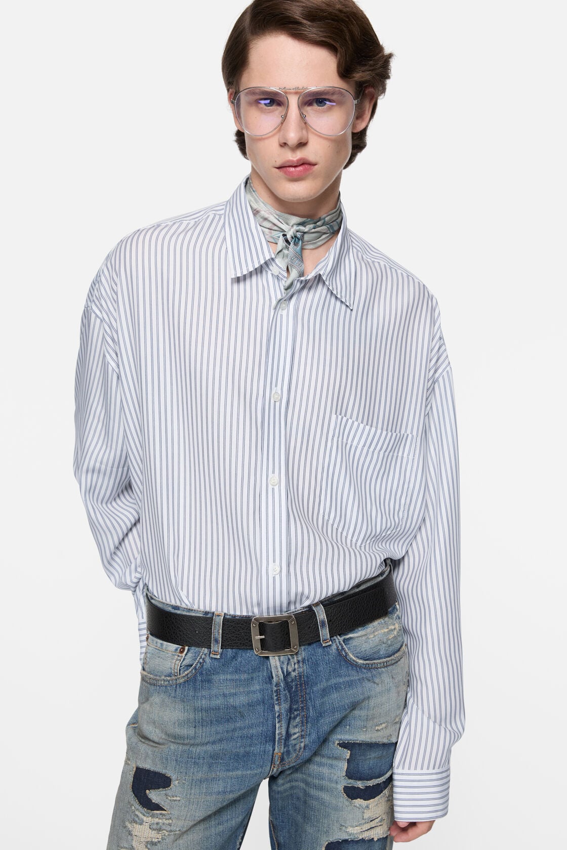 Acne Studios Striped button-up shirt - White/navy