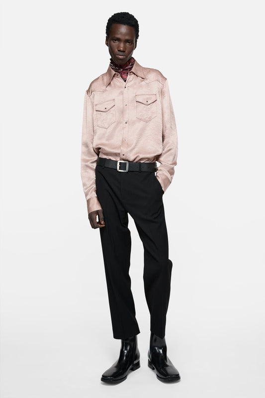 Acne Studios Textured satin button-up shirt - Dusty pink