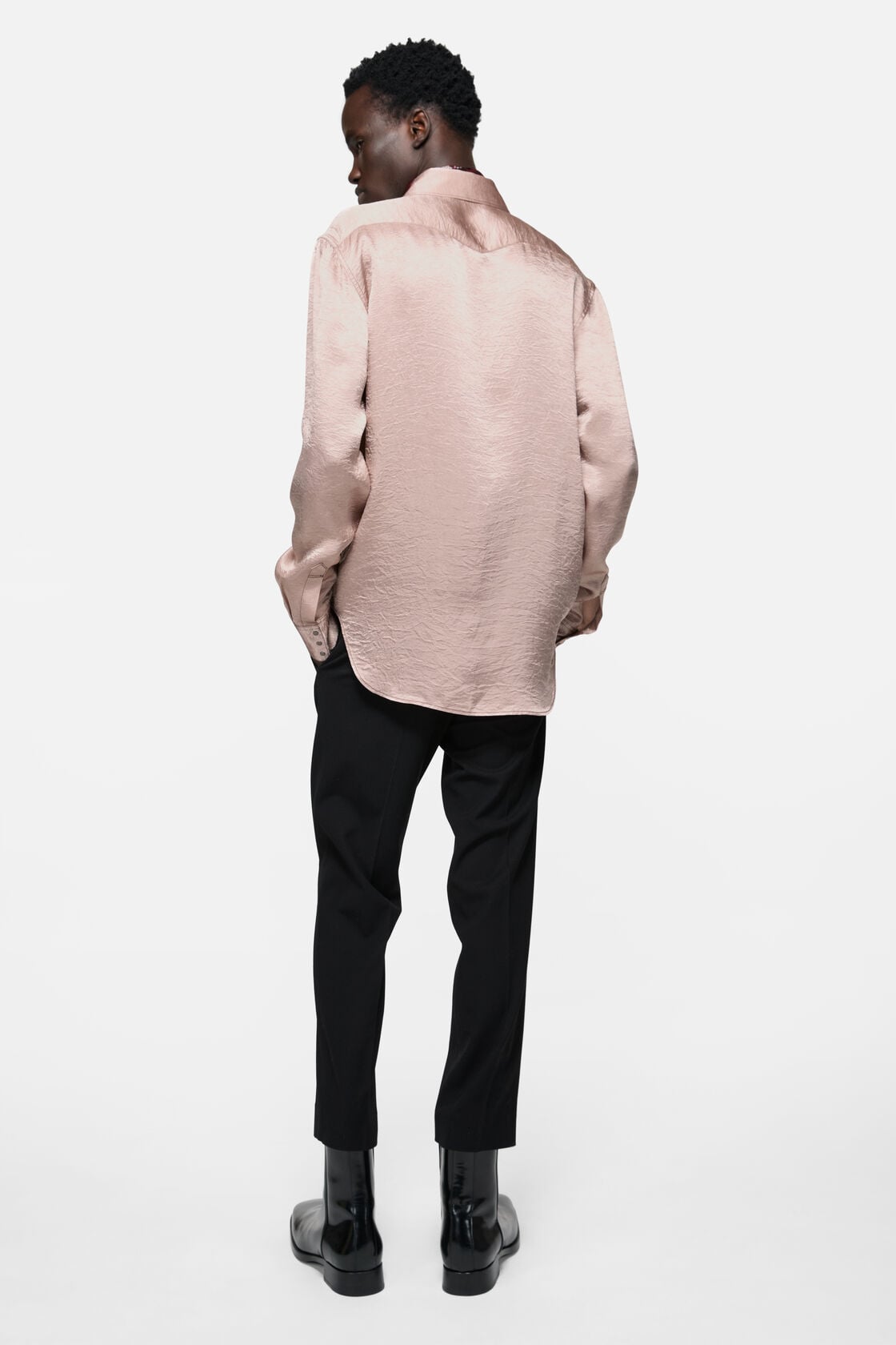 Acne Studios Textured satin button-up shirt - Dusty pink