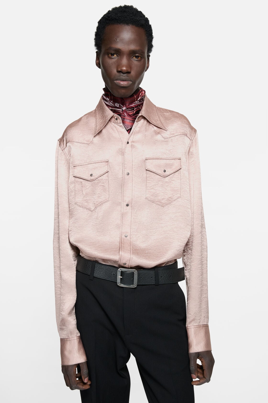 Acne Studios Textured satin button-up shirt - Dusty pink