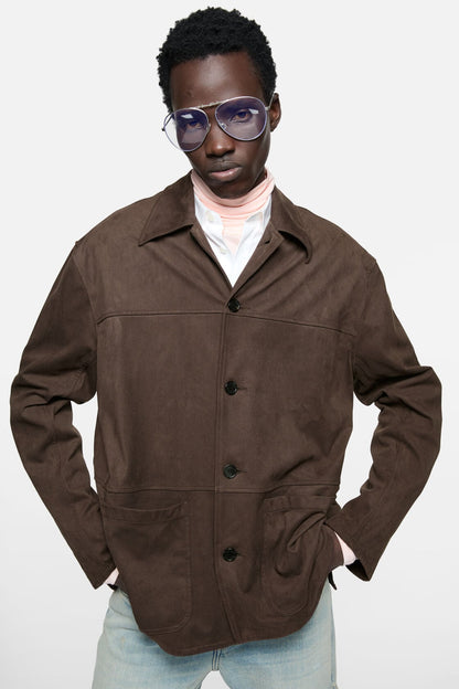 Acne Studios Faux suede overshirt - Chocolate brown