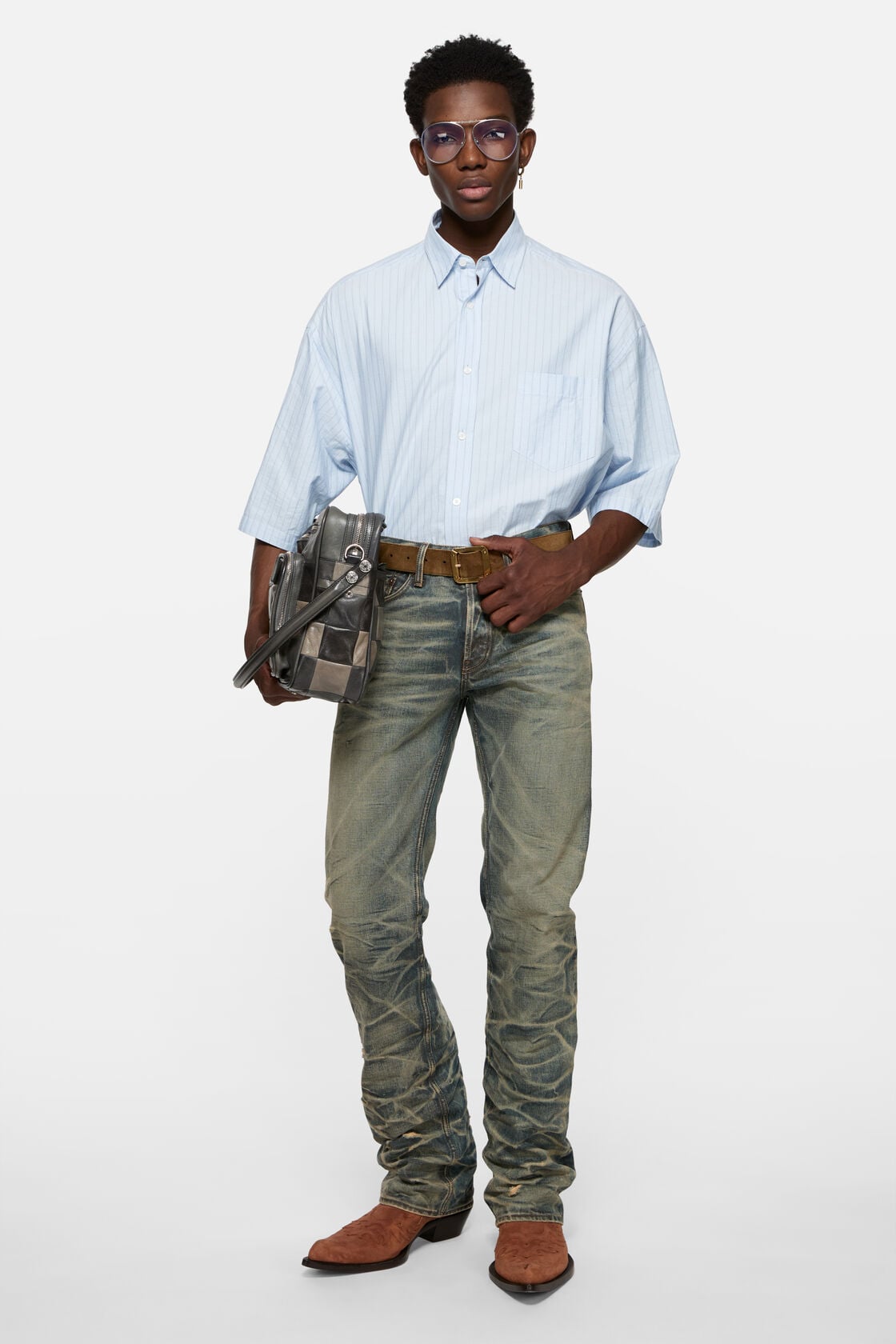 Acne Studios Striped poplin shirt - Baby blue