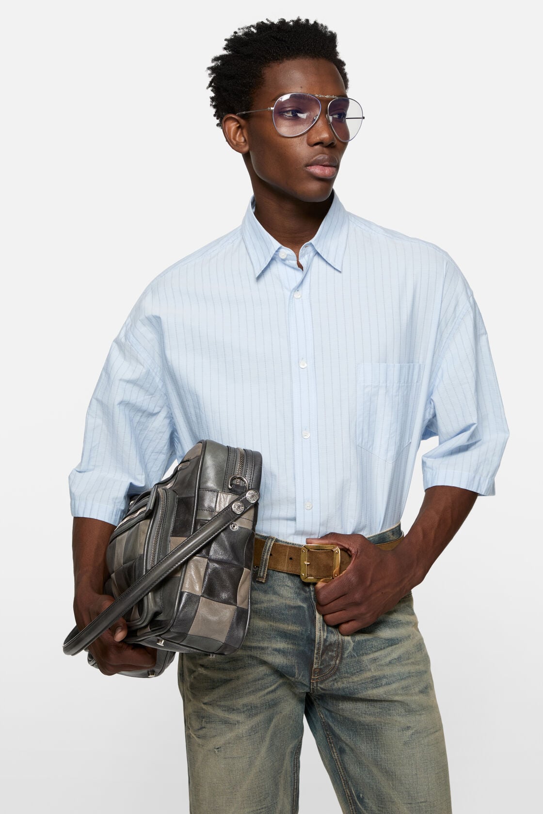 Acne Studios Striped poplin shirt - Baby blue