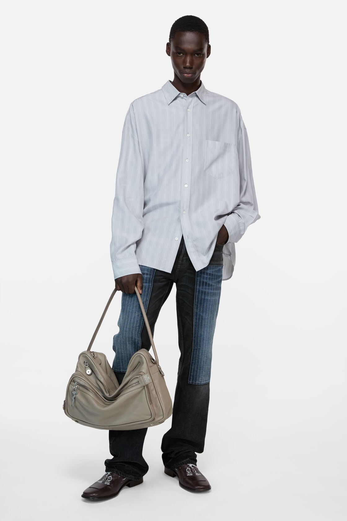Acne Studios Striped button-up shirt - Grey/multi