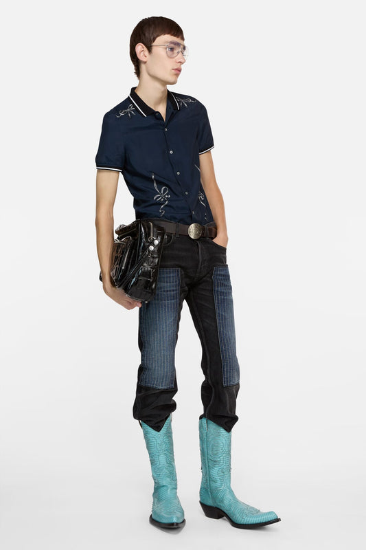 Acne Studios Embroidered button-up shirt - Navy