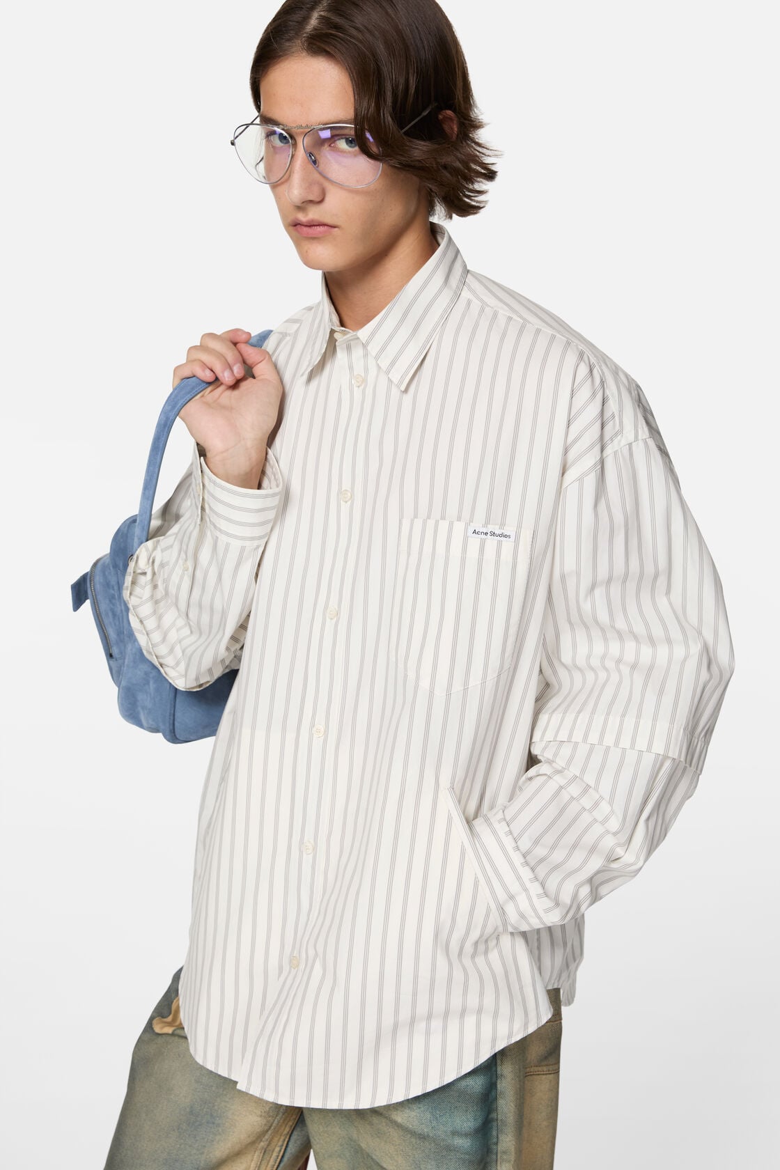 Acne Studios Double-sleeve striped shirt - Off white/grey