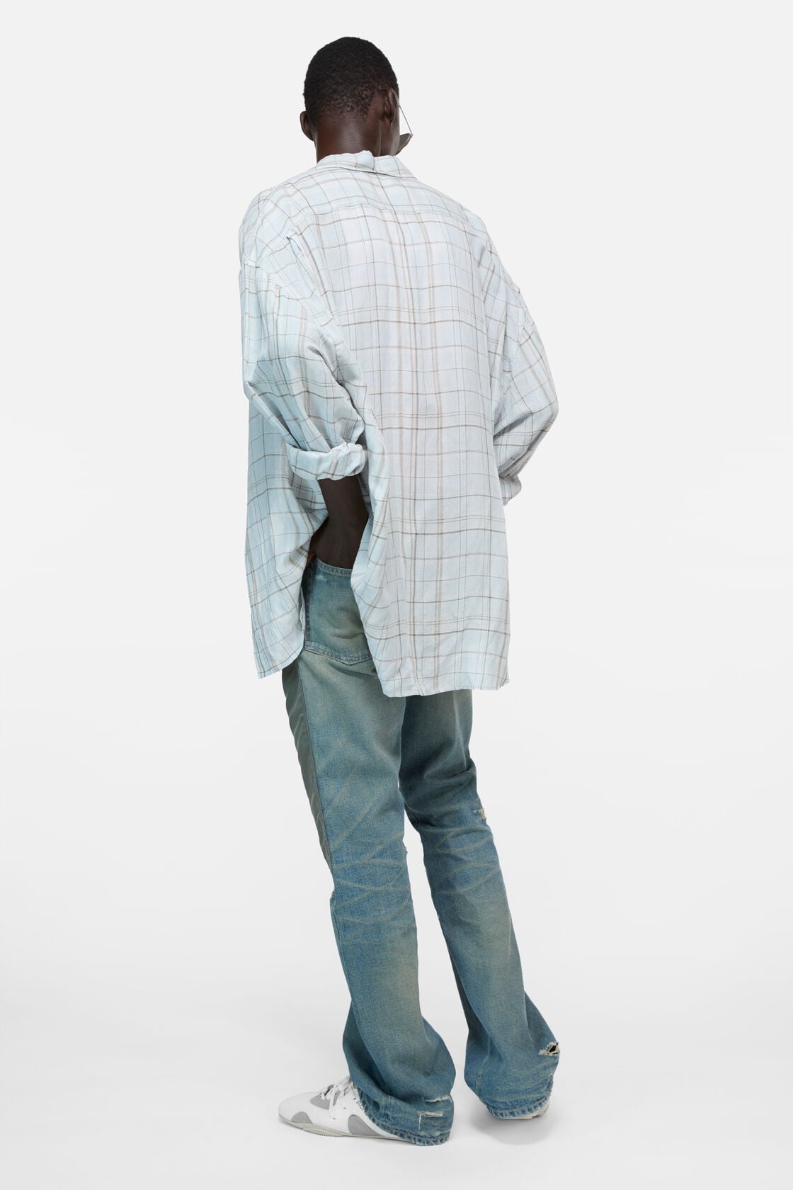 Acne Studios Linen check button-up shirt - Grey/pink