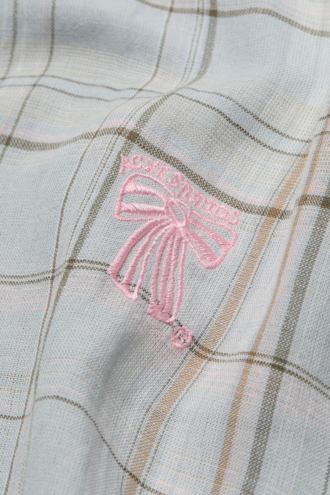 Acne Studios Linen check button-up shirt - Grey/pink