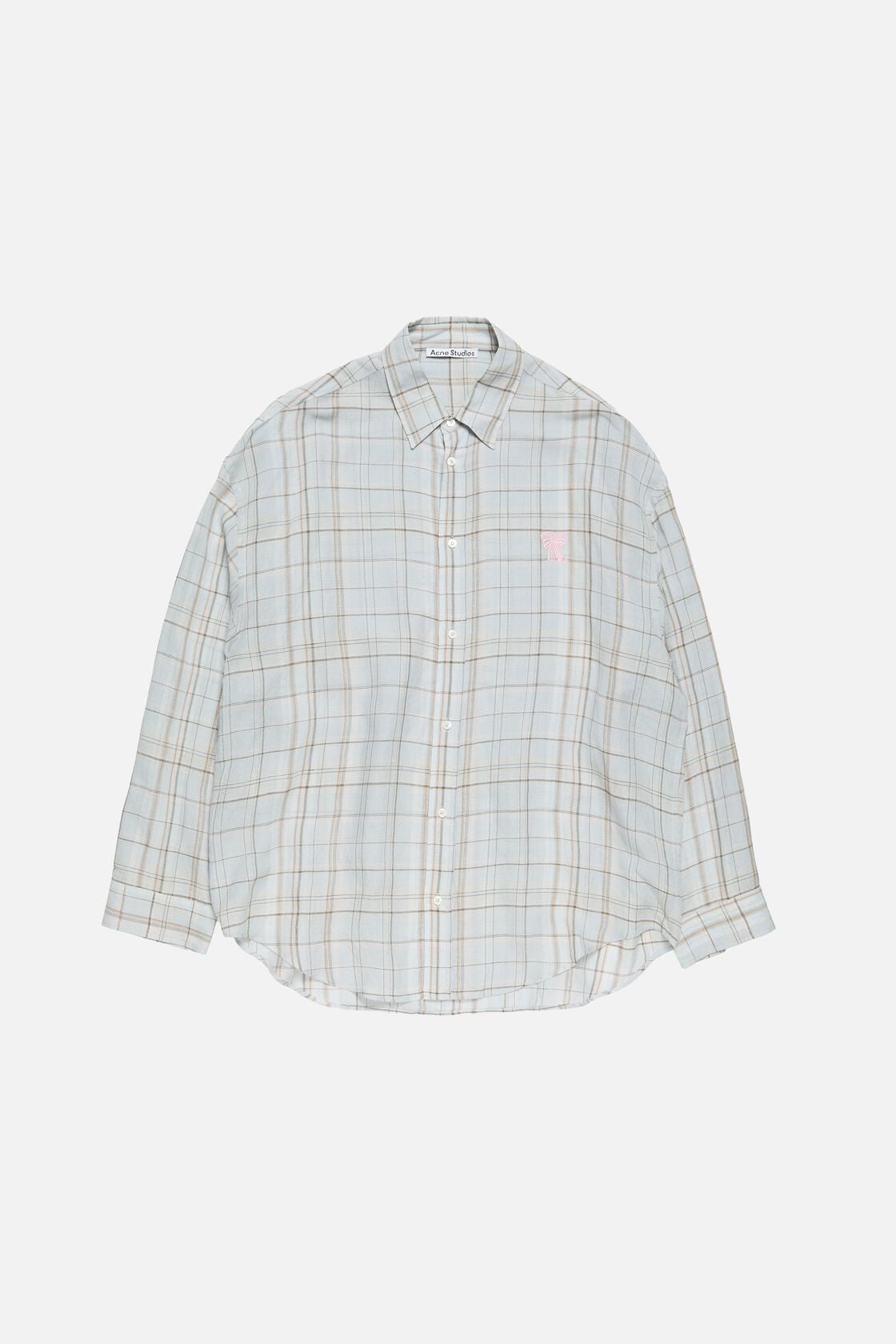 Acne Studios Linen check button-up shirt - Grey/pink