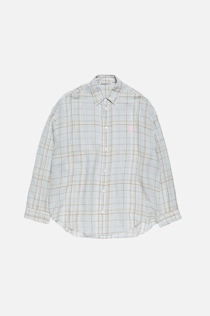 Acne Studios Linen check button-up shirt - Grey/pink