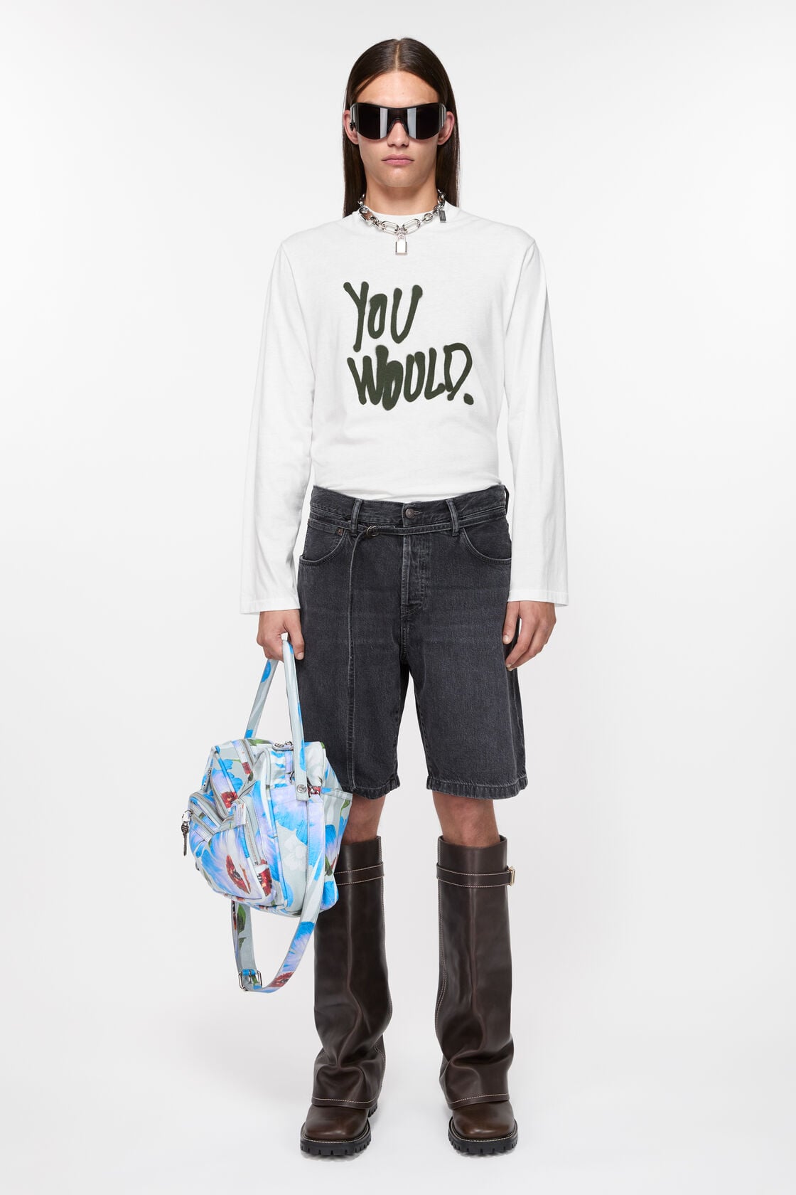 Acne Studios Loose fit denim shorts - Black