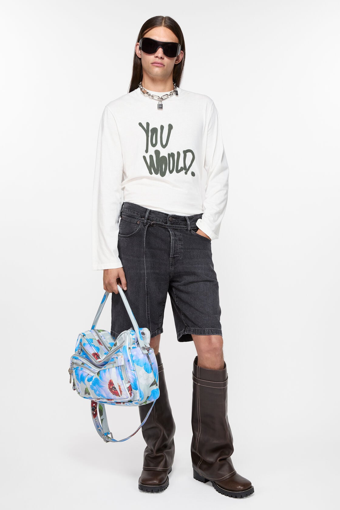 Acne Studios Loose fit denim shorts - Black
