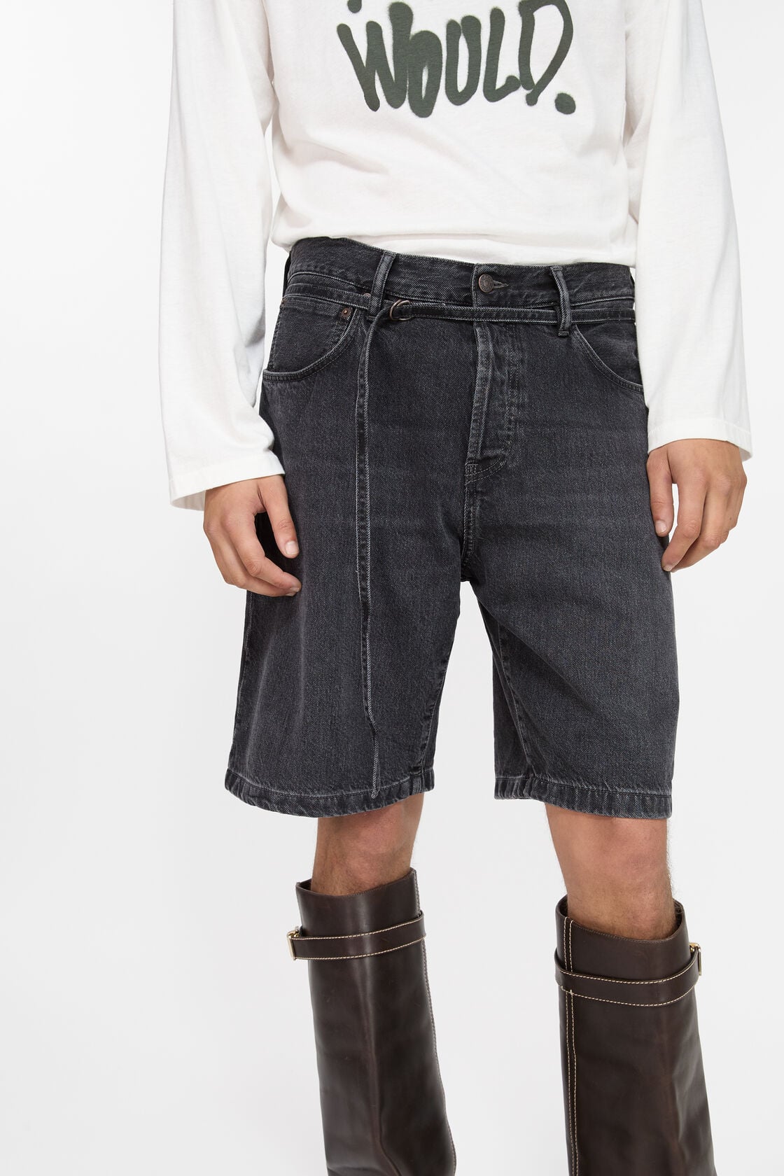 Acne Studios Loose fit denim shorts - Black