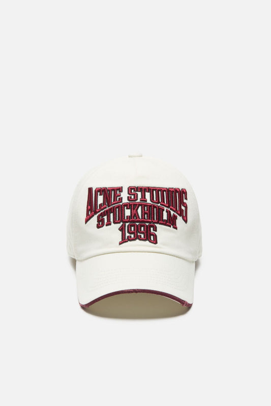 Acne Studios Embroidered logo hat - White/red