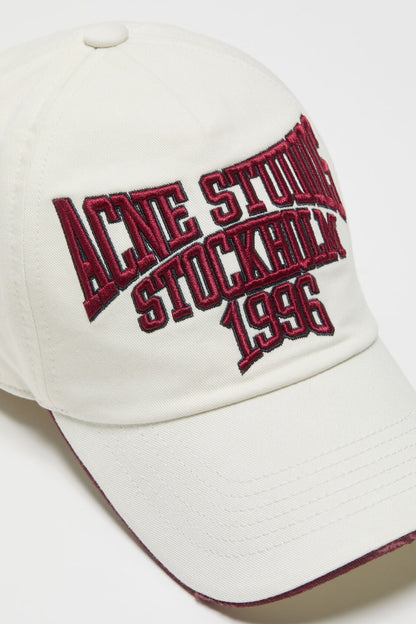 Acne Studios Embroidered logo hat - White/red