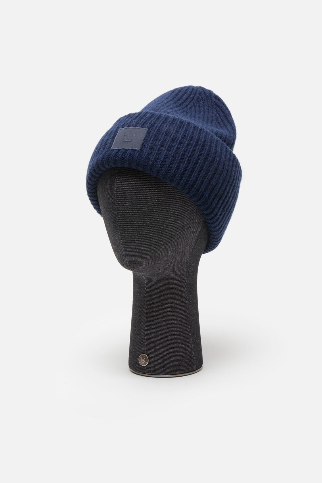 Acne Studios Large face logo beanie - Yak - Navy melange