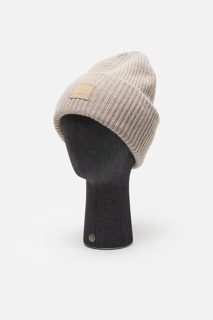 Acne Studios Large face logo beanie - Yak - Greige melange