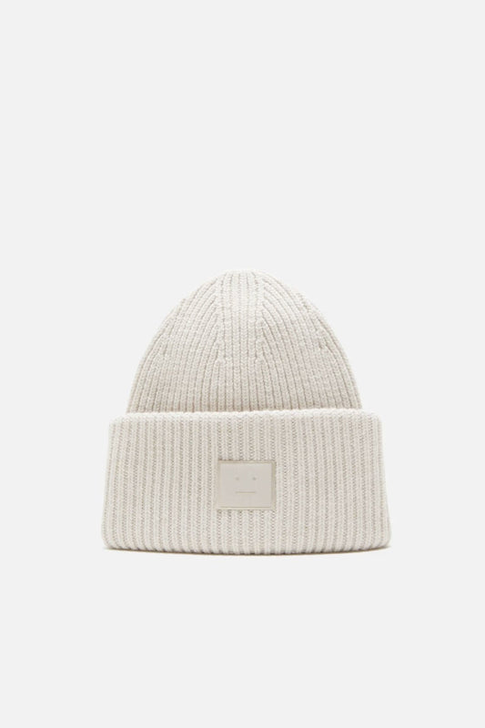 Acne Studios Large face logo beanie - Yak - Light grey