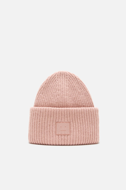 Acne Studios Face logo beanie - Yak - Dirty pink