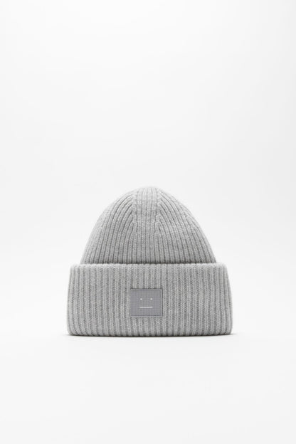 Acne Studios Large face logo beanie - Light Grey Melange