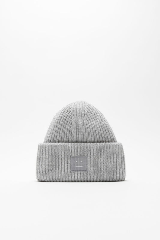 Acne Studios Large face logo beanie - Light Grey Melange