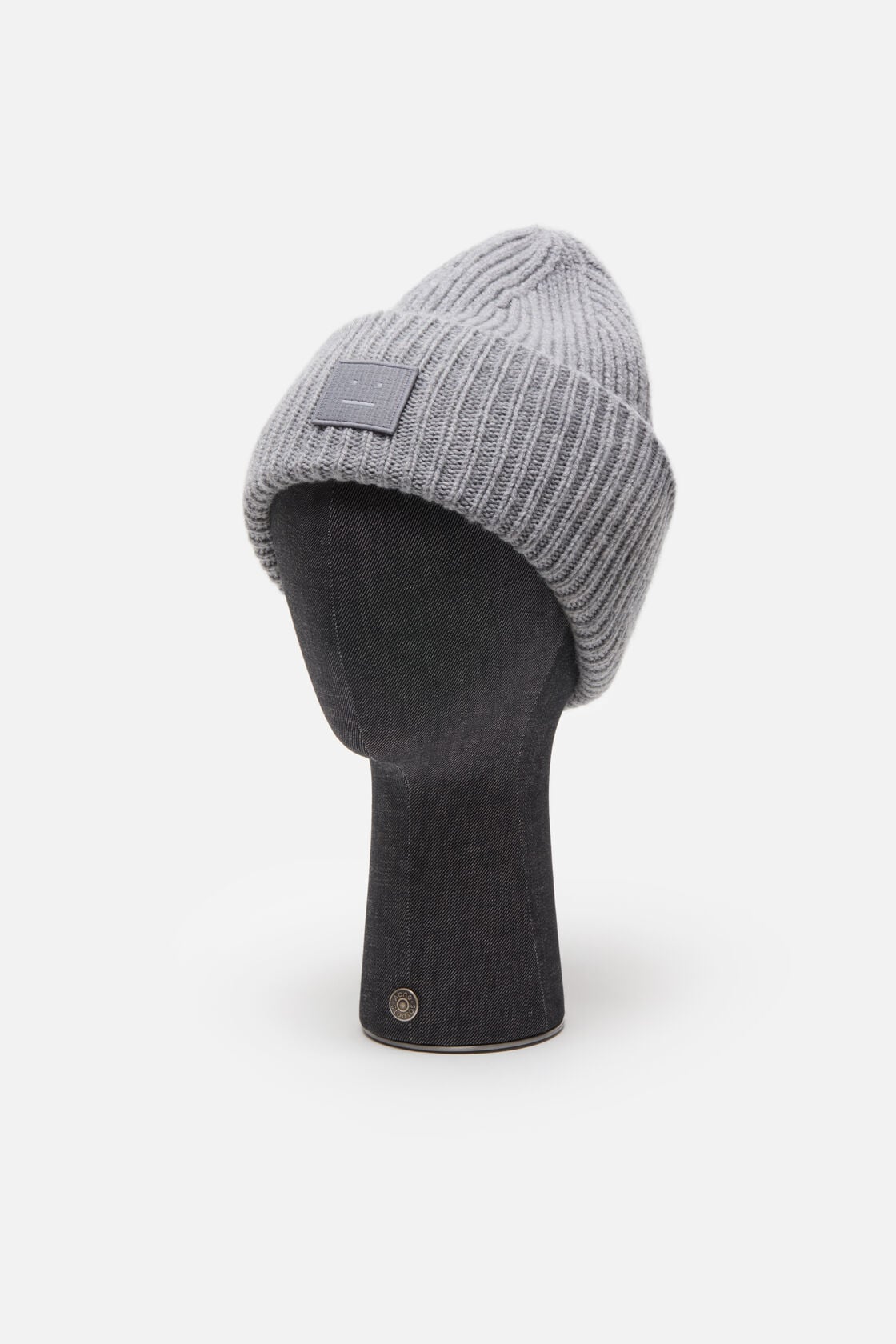 Acne Studios Large face logo beanie - Light Grey Melange