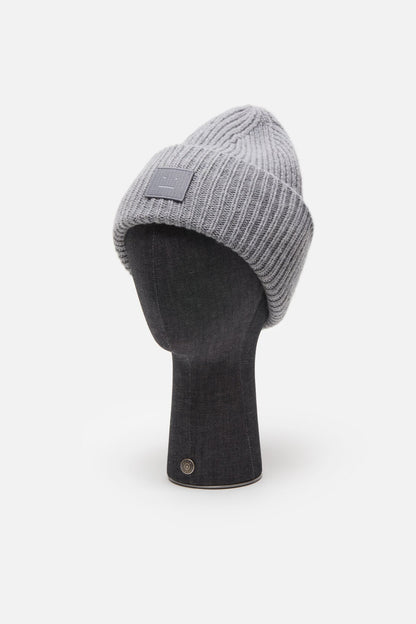 Acne Studios Large face logo beanie - Light Grey Melange