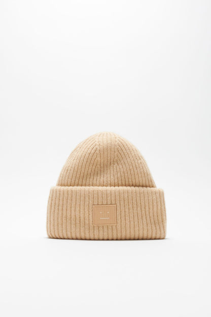 Acne Studios Large face logo beanie - Biscuit beige
