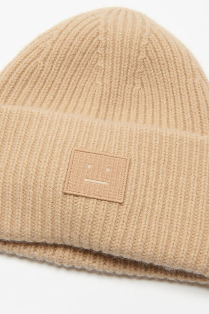 Acne Studios Large face logo beanie - Biscuit beige