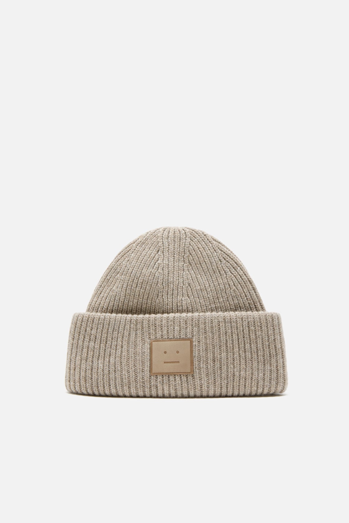 Acne Studios Face logo beanie - Yak - Greige melange