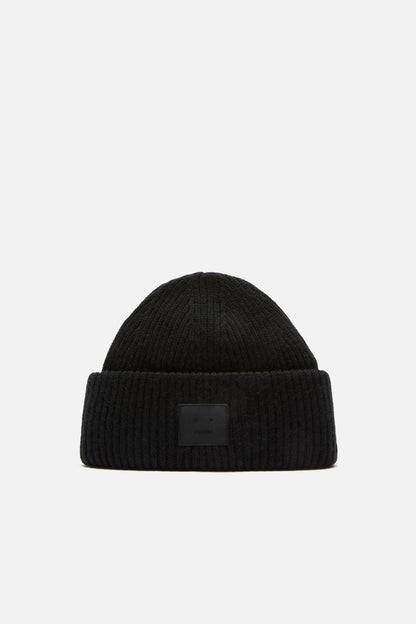 Acne Studios Face logo beanie - Yak - Black
