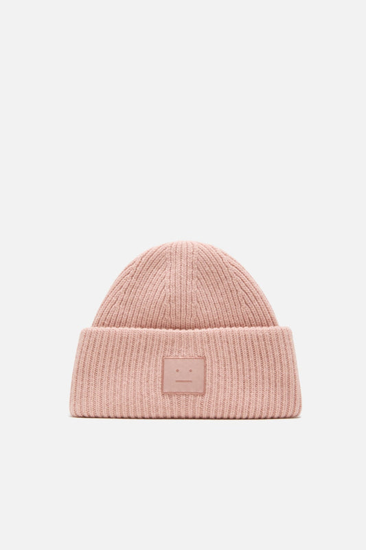 Acne Studios Face logo beanie - Yak - Dirty pink