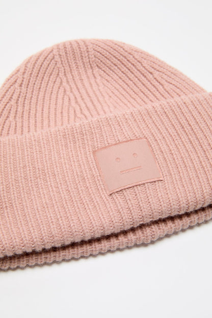 Acne Studios Face logo beanie - Yak - Dirty pink