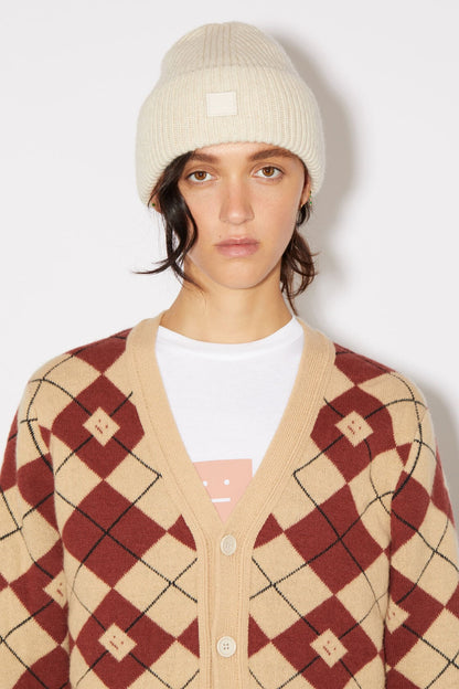 Acne Studios Small face logo beanie - Oatmeal melange
