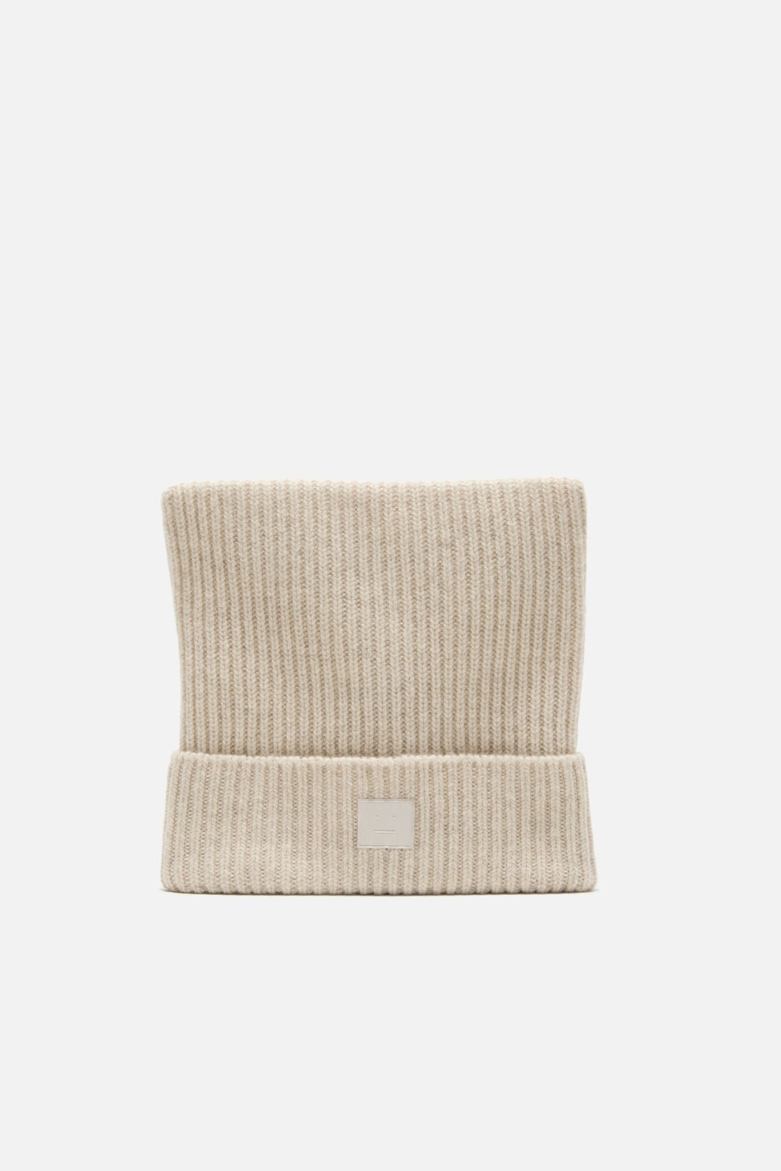Acne Studios Face logo square beanie - Oatmeal melange