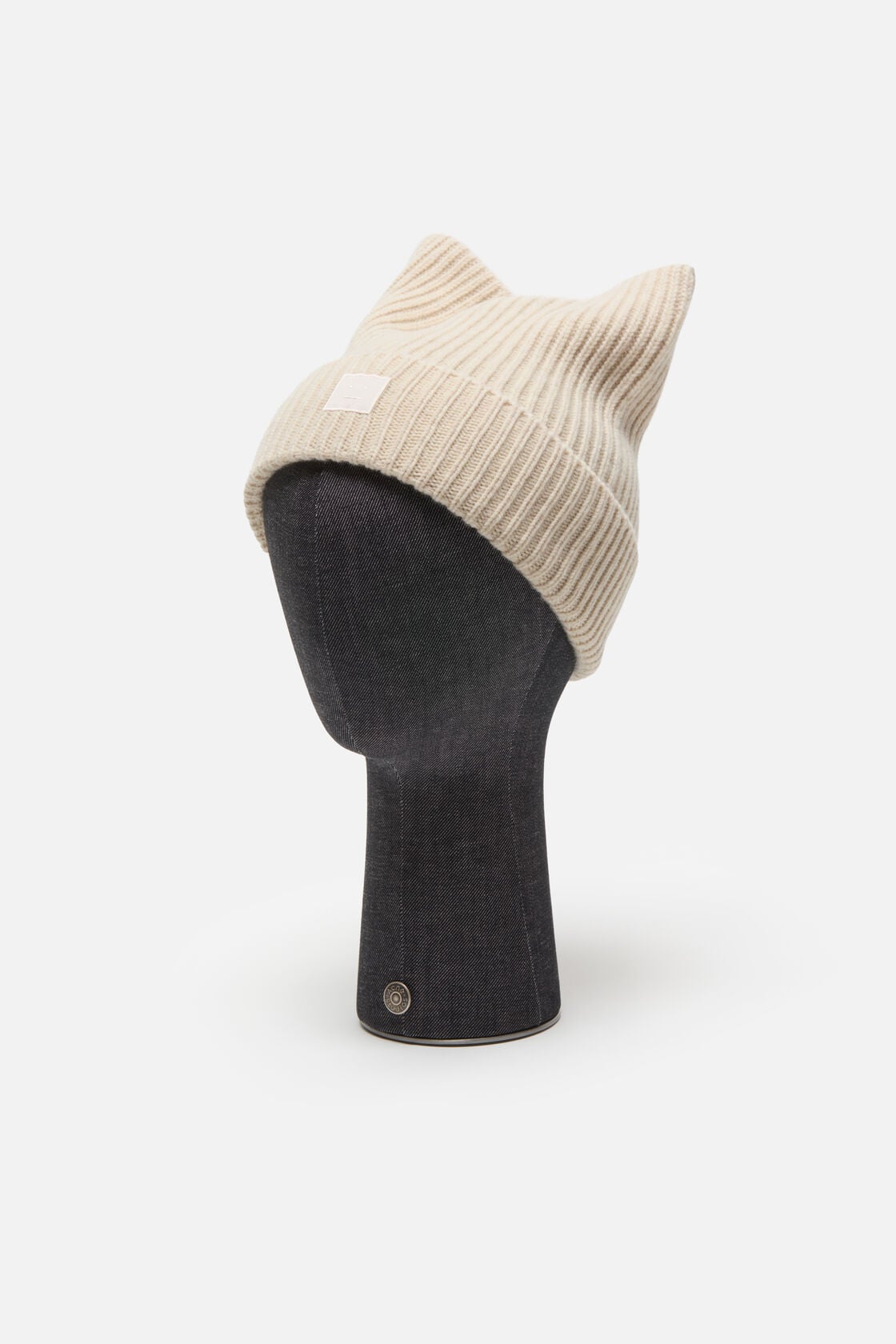 Acne Studios Face logo square beanie - Oatmeal melange