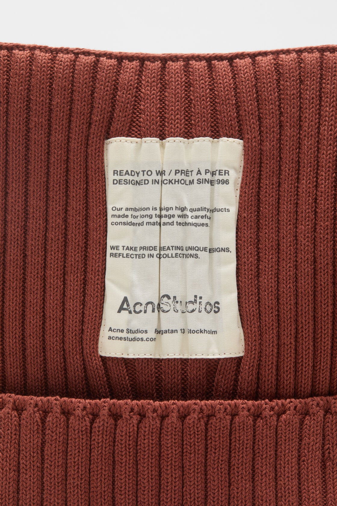 Acne Studios Ribbed square beanie - Terracotta red