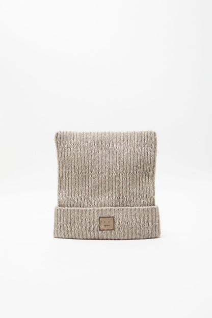 Acne Studios Face logo square beanie - Greige melange