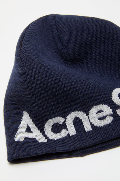 Acne Studios Wool knit beanie - Navy/white